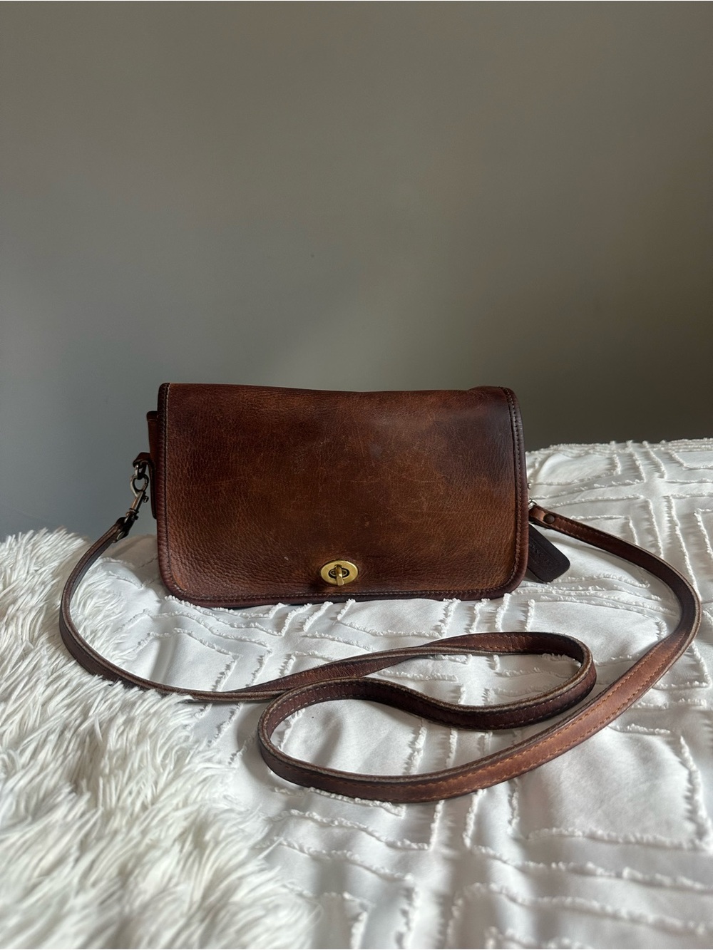 Vintage 1960s Coach Classic Brown Leather Crossbody Bag- repost